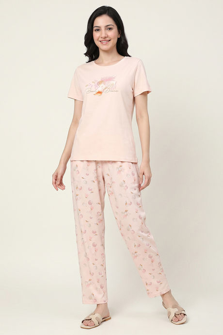 Zivame Beach Dreamer Buttersoft Knit Poly Pyjama Set - Soft Pink — image 2